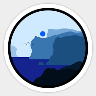 Minimalist Landscape - Blue Cliffs Sticker